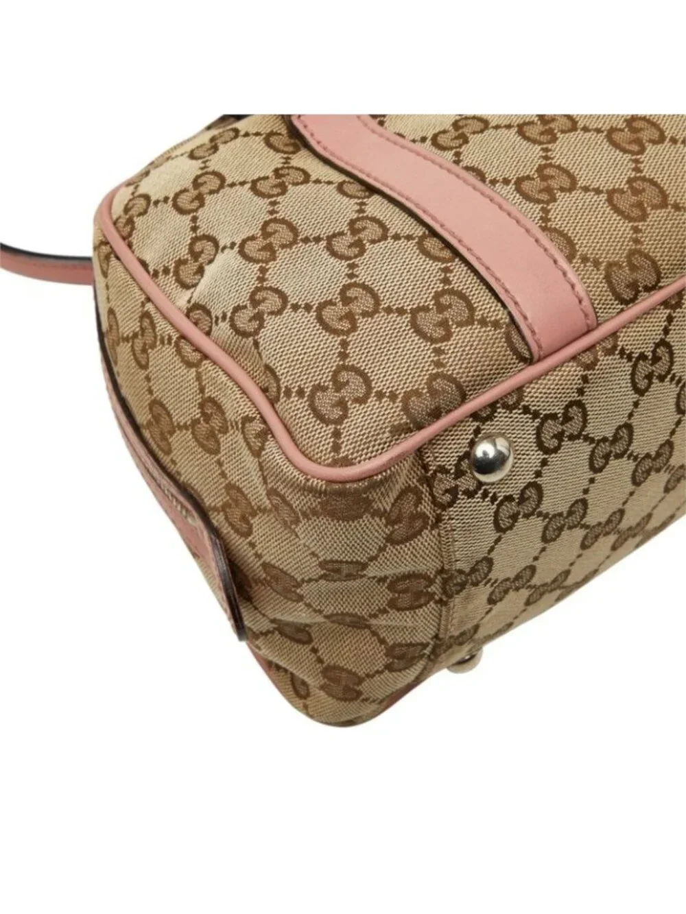 Gucci GG Canvas Twins Handbag Beige Pink